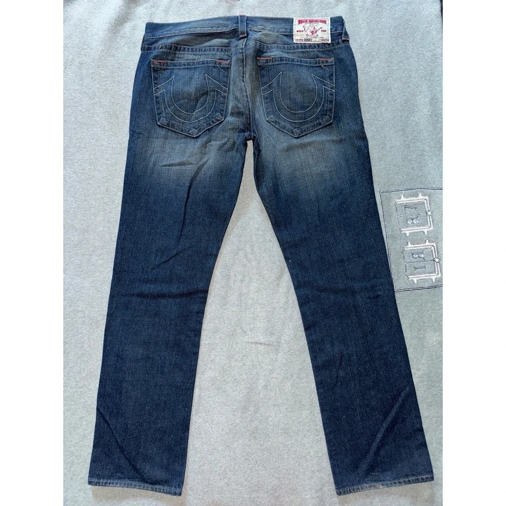 True Religion Jeans Men's‎ Bobby Blue Denim Straight Leg Stretch Size 38